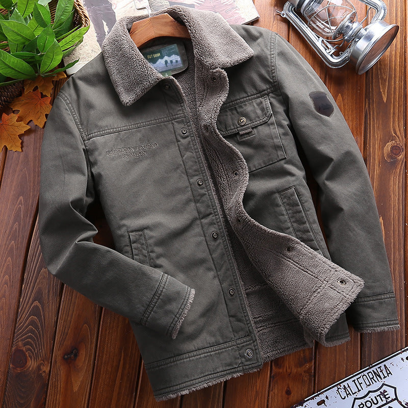 Jacket Plus Velvet Padded Winter Lapel