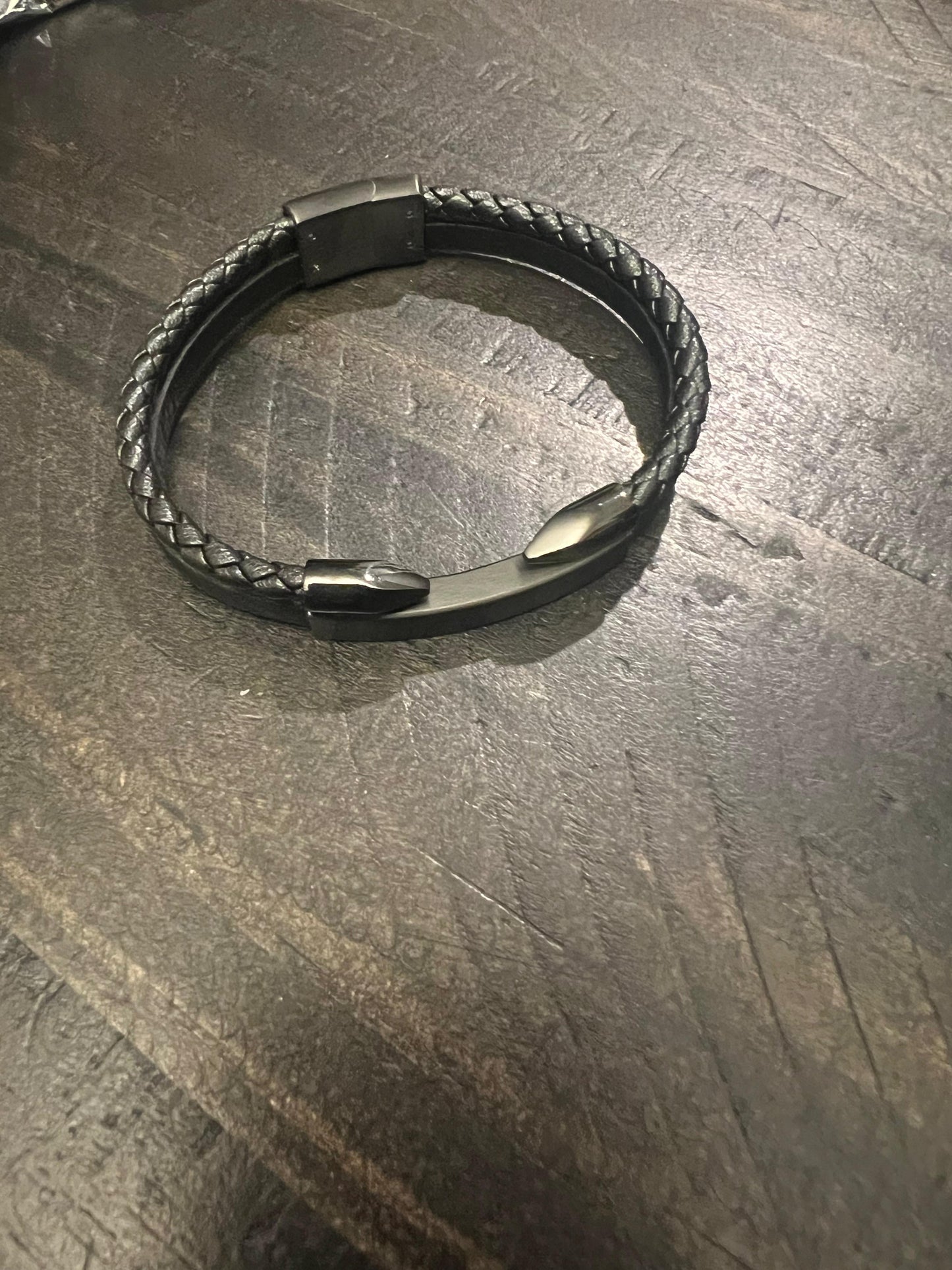 Black Vegan Leather Bracelet